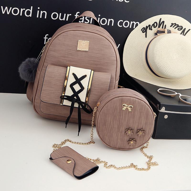3pcs Set Woman Backpack Shoulder Bag Ket Purse School Bags Women Pu Leather  Women's Backpack  buy at low prices in the Joom online store