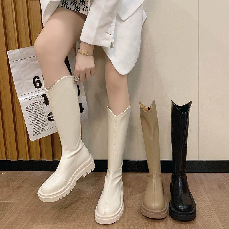 Women's Fashion Arch Support Thick Sole Soft Elastic Comfortable Shock Absorption Waterproof Slip Resistant Casual Long Martin Boots