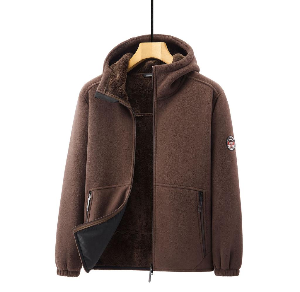 Autumn/winter Men's Fleece-lined Jacket Inner Lining Fleece-lined Double Warm Loose Fit Men's Jacket