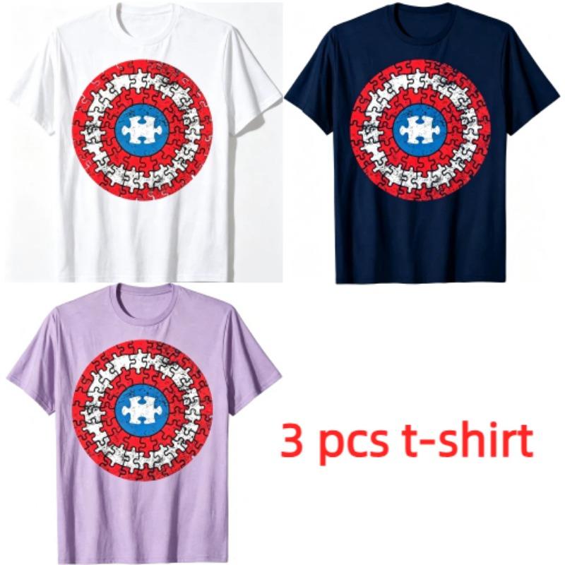 Red White Blue Print Men's T-Shirts Summer Fashion Street Outdoor Casual T-shirt Tops for Men's and Women's Tees Top