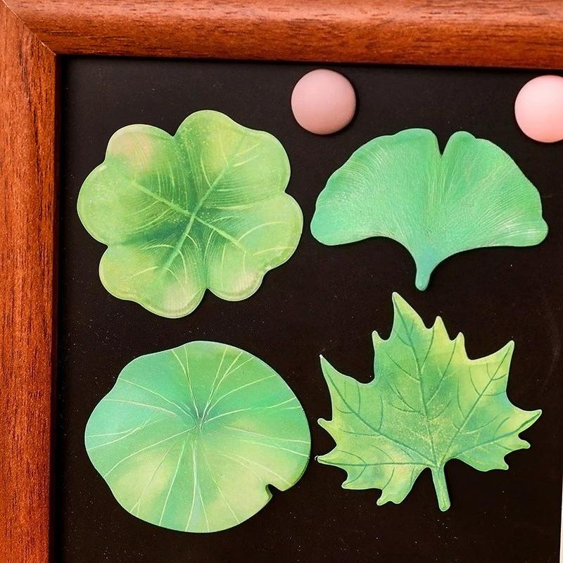 30Sheets Green Leaves Memo Pads Simple Scrapbooking Sticker School Supplies Post Sticky Notes Office Stationery