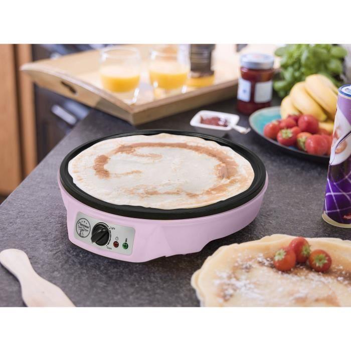 Crêpière électrique bestron sweet dreams - revêtement antiadhésif - ø 30 cm - 1000 w - couleur: rose