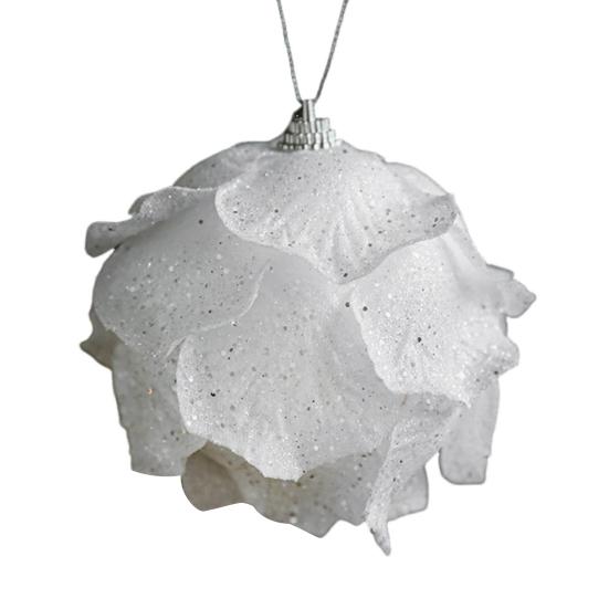 8CM White Foam Christmas Ball Ornament Snowy Holiday Decoration Lightweight Sequin Xmas Tree Hanging Pendant for Home New Year