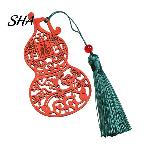 Auspicious Symbol Bookmark Rosewood Hollow Bookmark, Gourd Cicada Butterfly Carved Design Page Detailed Texture Marker for Students, School C