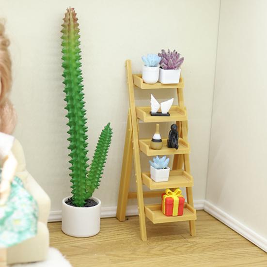 Miniatur-Leiterregal Mini-Etagenregal Spielzeug Winziges mehrstöckiges Lagerregal Modell DIY 1/12 Puppenhaus Möbel Dekoration Zubehör