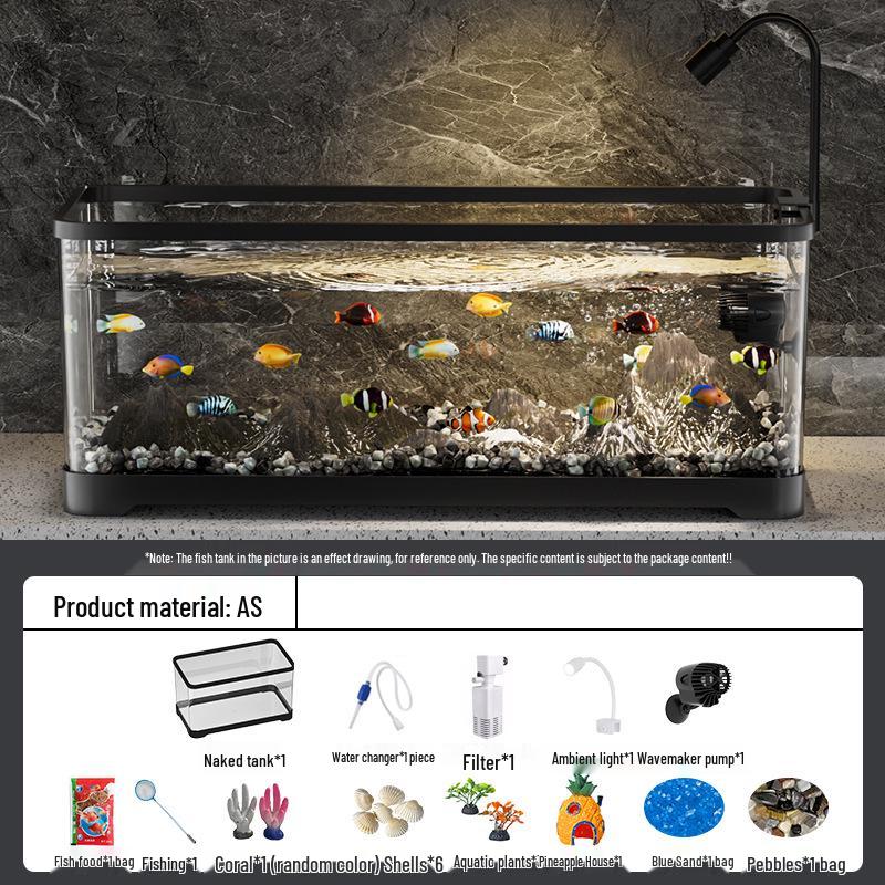 Living Room Ecological Fish Tank with Oxygenation and Wave-Making Features