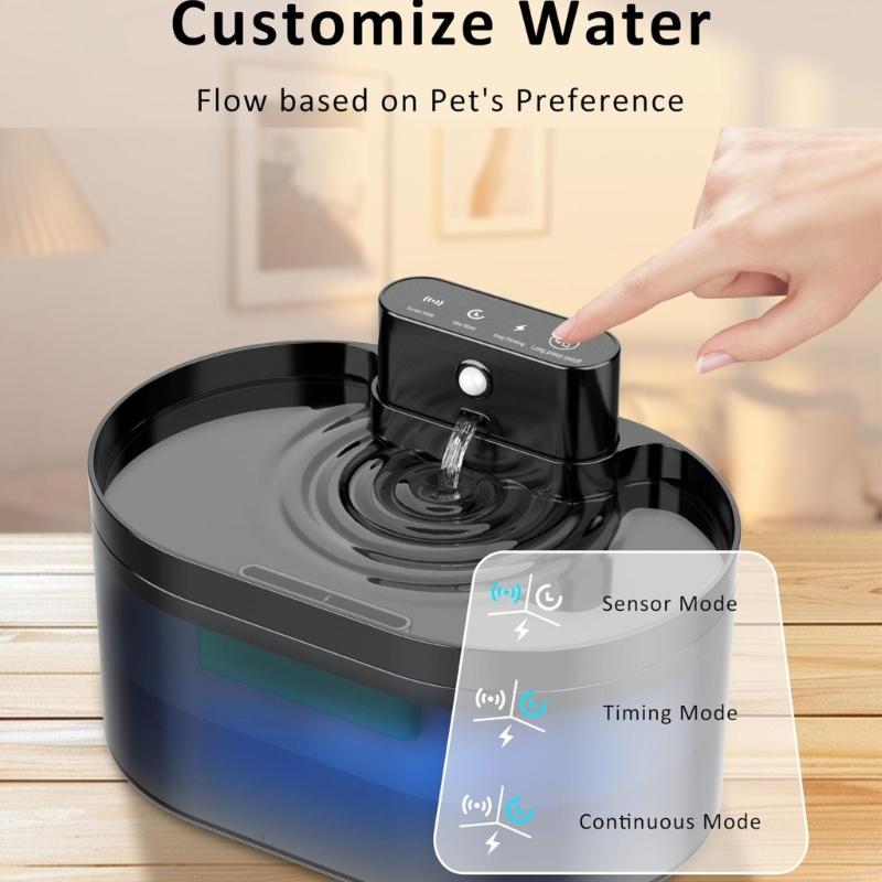 Rechargeable Cats Water Fountain Battery Power 74oz Capacity Automatic Pet Drinking Dispenser with Motion Design