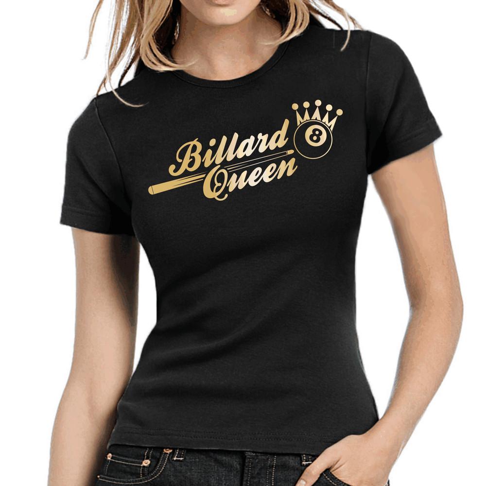 Billiards Queen 8-Ball Pool Crown Gold Metallic Women Lady Ladies Girlie T-Shirt