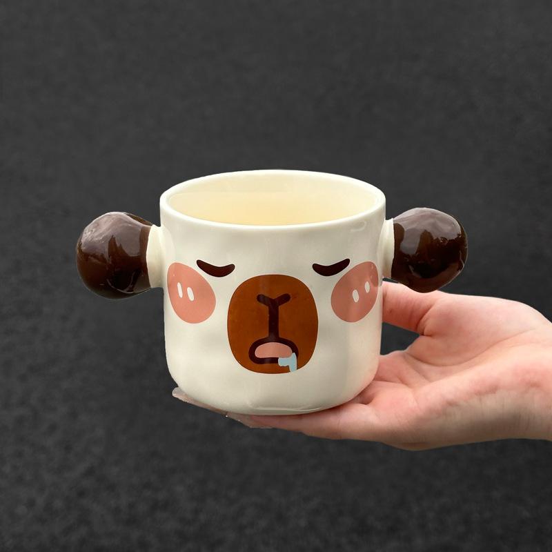 

Creative Kapibara mug with lid, cute design ceramic cup, birthday gift box for girls and girlfriends 401-500ml
