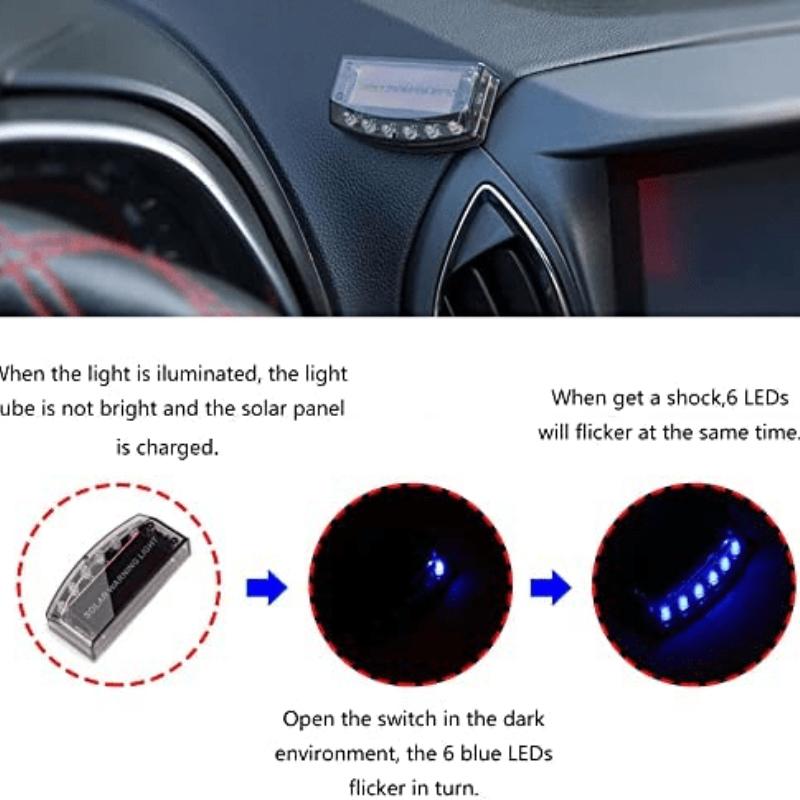 6 LED Car Theft Alarm Warning Light Solar Powered Anti-Theft Flashing Light Blue Car Burglar Alarm Light Strobe Lights Auto Part