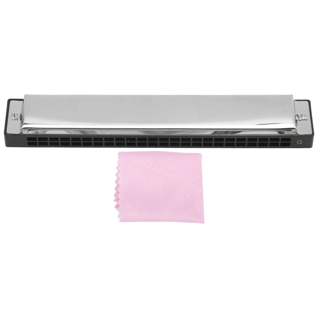 Harmonica D Key 24 Hole Playing Mouth Organ Wind Musical Instrument with Box Cloth