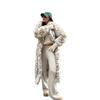 VAYLA Leopard Faux Fur Coat Women Long Overcoat Turn Down Collar Full Sleeve Open Stitch Thick Loose Elegant Jacket Autumn Winter