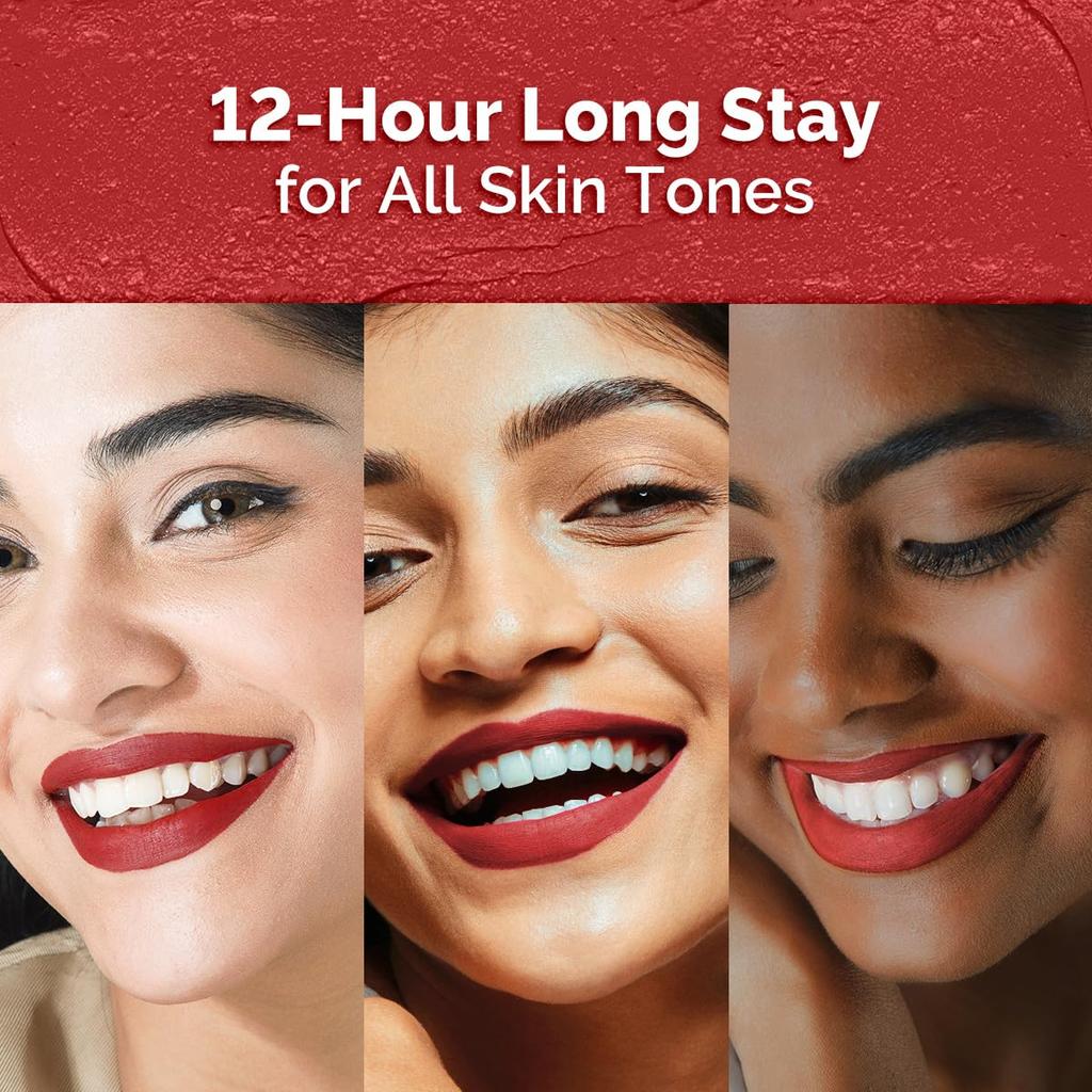 Mamaearth Moisture Matte Longstay Lipstick Raspberry Scarlet 2 Gm Pack of 1 Full Coverage Smudge Proof