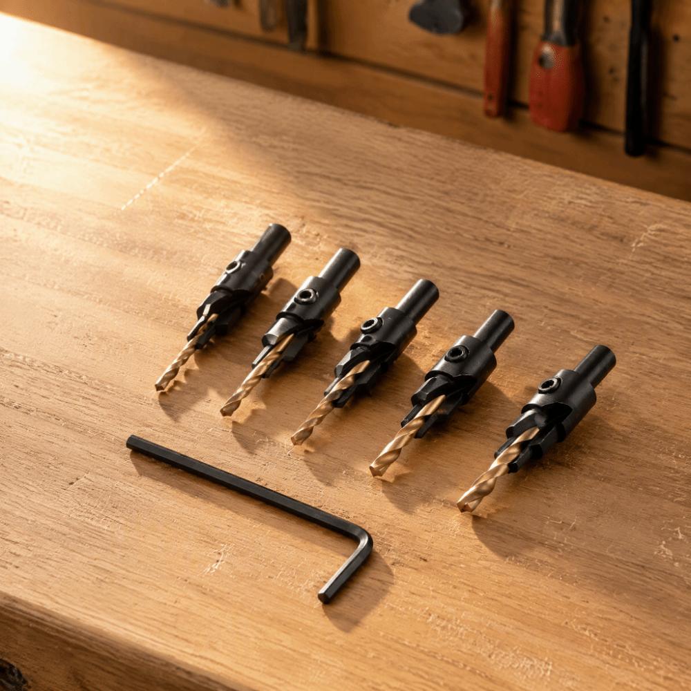 6PCS HSS Steel 4241 Counterbore Drill Bit Kit Woodworking Drill Bit Set Soft & Hard Wood