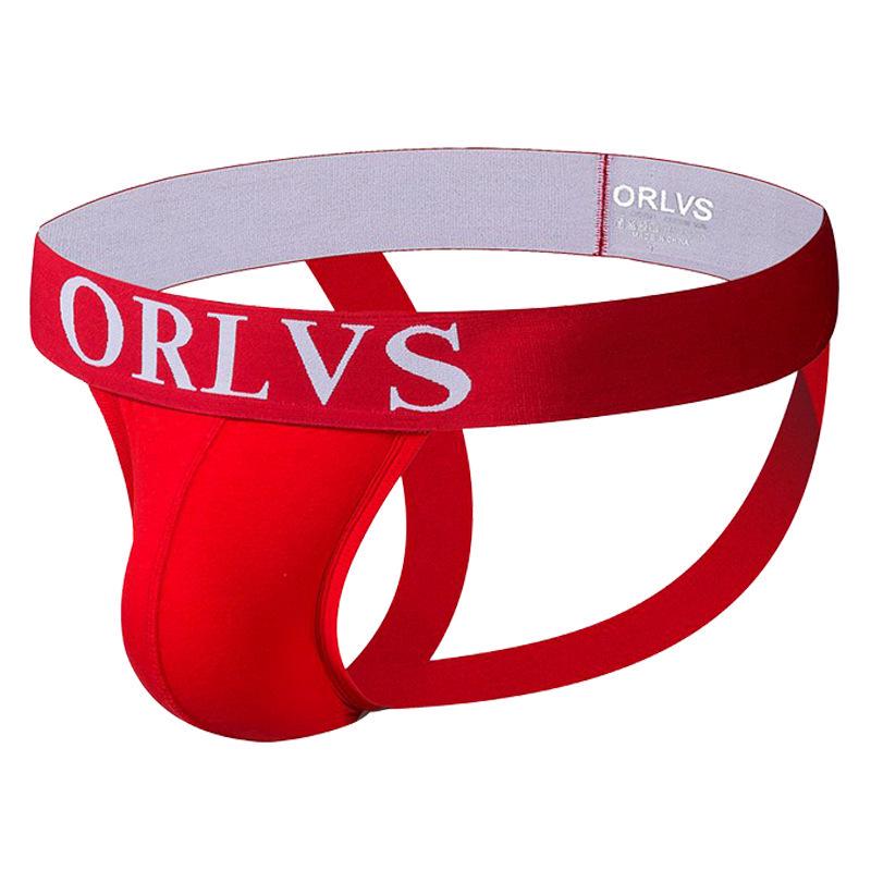 ORLVS Men's Low-Rise Breathable Cotton Thong, Double Thong Design, OR131