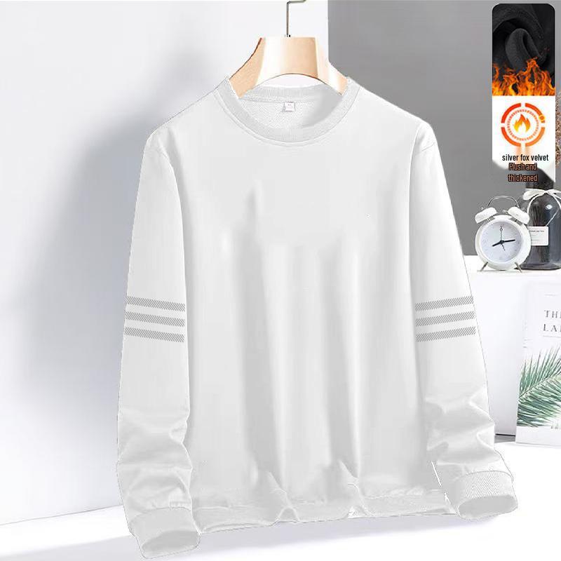 Men's Warm Plus Velvet Loose Casual Round Neck Long Sleeve Hoodie for Autumn/Winter