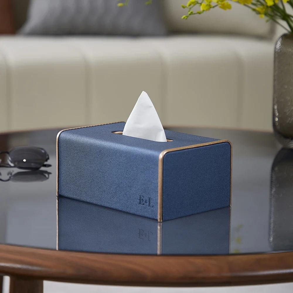 New Leather Living Room Hotel Office Car Paper Case Square Rectangle Storage Bag Organizer Boxes Decorative Tissue Box Holder