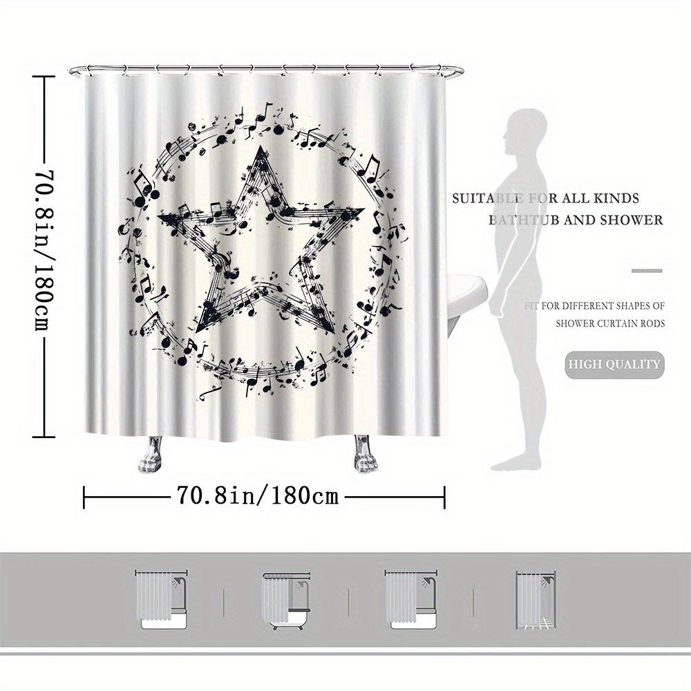 Abstract Music Notes Shower Curtain - Geometric Art Design,  Fade Resistant, Machine Washable,  Digital Print Bath Decor