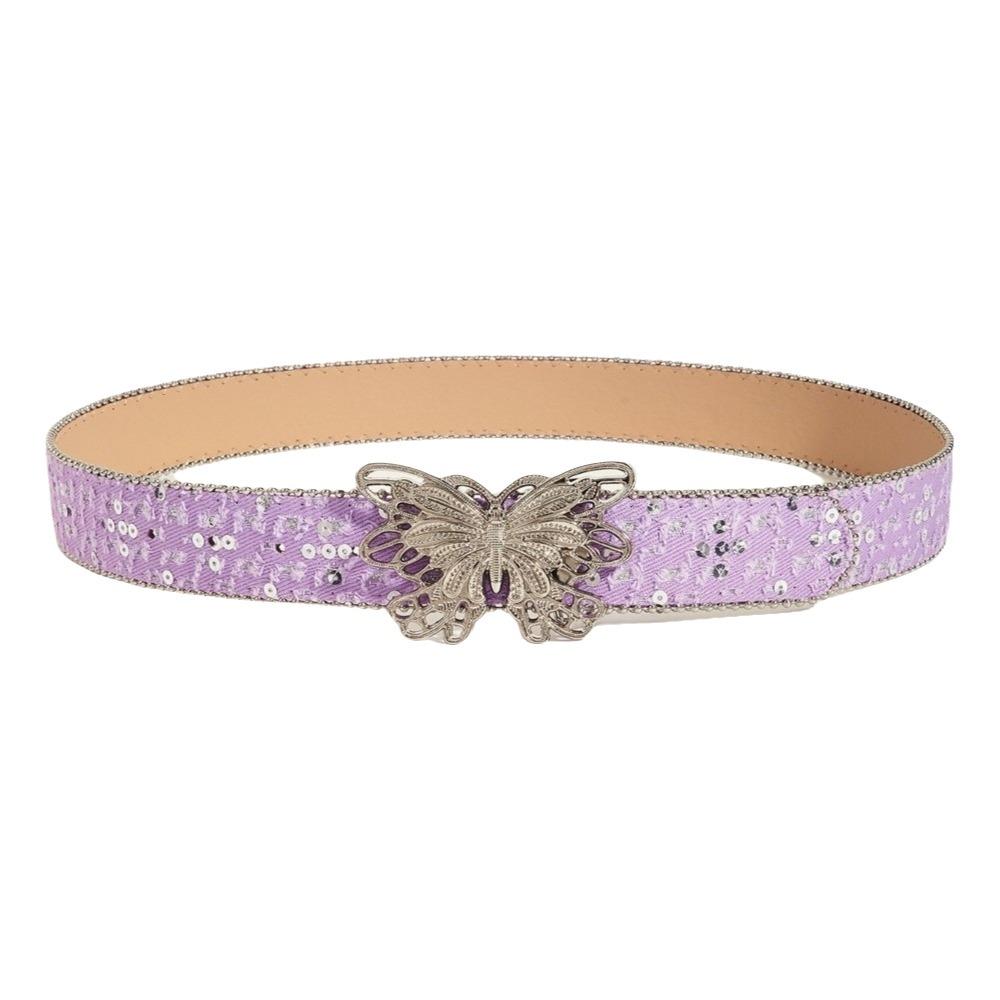 Sequins Wide Belt Y2K Denim Waistbands Simple Butterfly Belt Female/Girls