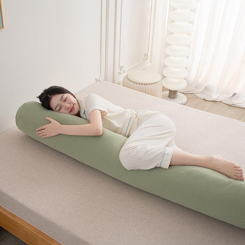 100/120cm Long Cylindrical Pillow with Handle for Neck Back Leg Support Removable Washable Pregnant Women Use Bedroom Pillow