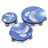 3PCS Wooden Tambourine Double Row Bell Jingles Hand Held Drum Hand Percussion Instrument for Adults Kids 6in 8in 10in