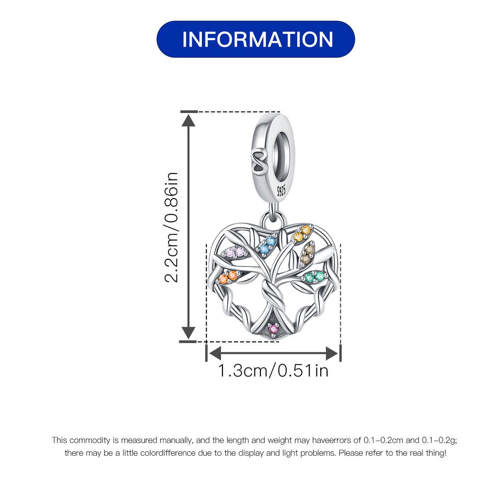 Authentic Copper Charm Bead Charms Luxury Colorful Family Tree Pendant Bead Charms Compatible With Bracelets Diy Women Making Delicate Gift