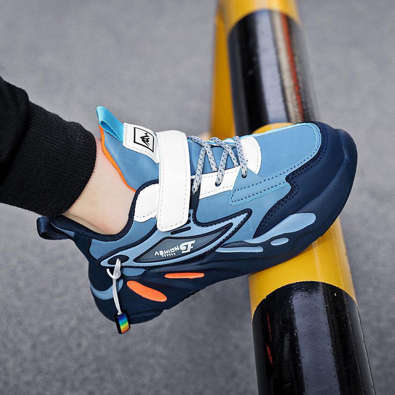 Athletische Schuhe für Jungen aus Mesh und Leder - Rutschfest, Abriebfest, Lässige Laufschuhe für Kinder, Frühjahrs- und Herbst-Schuljahreszeit.