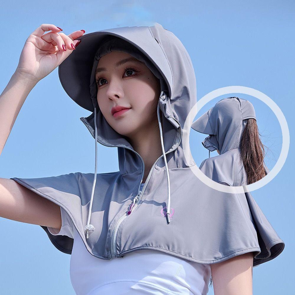 Vêtements de Protection Solaire Respirants Capuche Masque Châle Protecteur Anti-UV Chapeau Pour Femmes