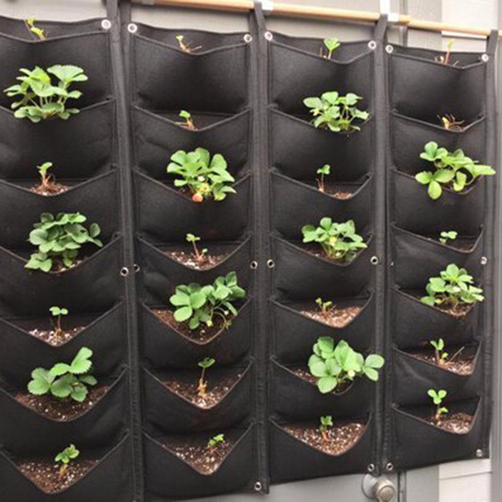 Flower Planting Bag 7 Slots Breathable Wall Hanging Growth Pouch Garden Growing Pot Garden Supplies