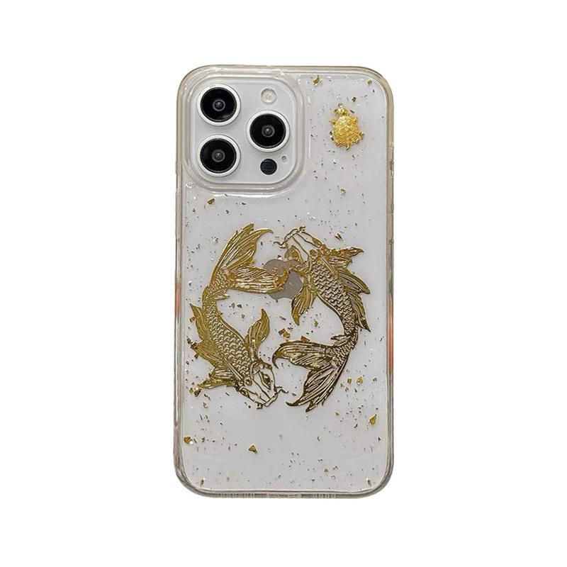 New Year's Money Making Koi Phone Case for IPhone 16 Promax Drop Proof Adhesive for Apple 17 Snake Year New Edition