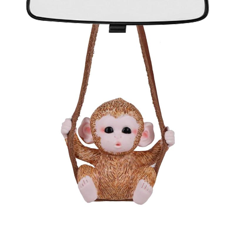 Cute Resin Monkey Car Hanging Ornament Hand-painted Rearview Mirror Pendant for Car Interior New Automotive Decoration