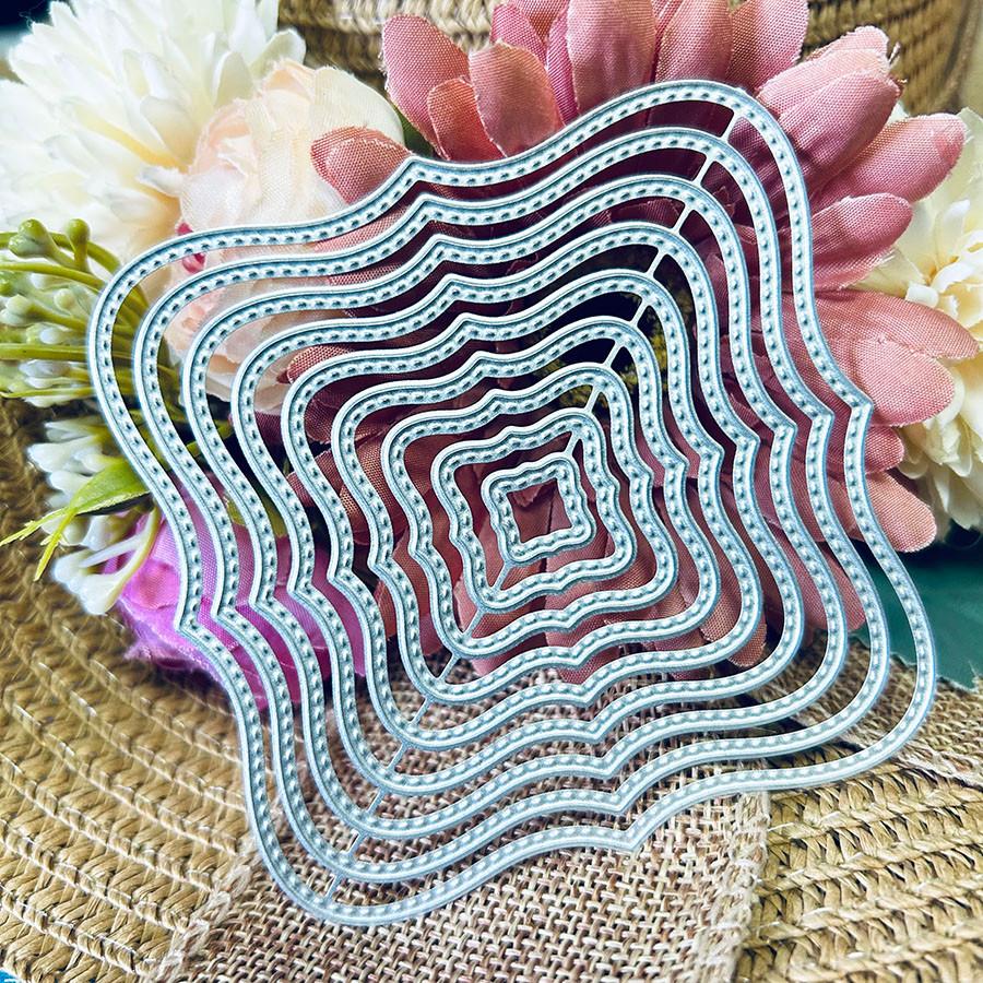 Multi-layer Square Curved Border Die Cuts for Card Making, Cutting Dies, Metal Die Cutting Mold, Scrapbooking Dies, Etched Embossing Stencil for Craft