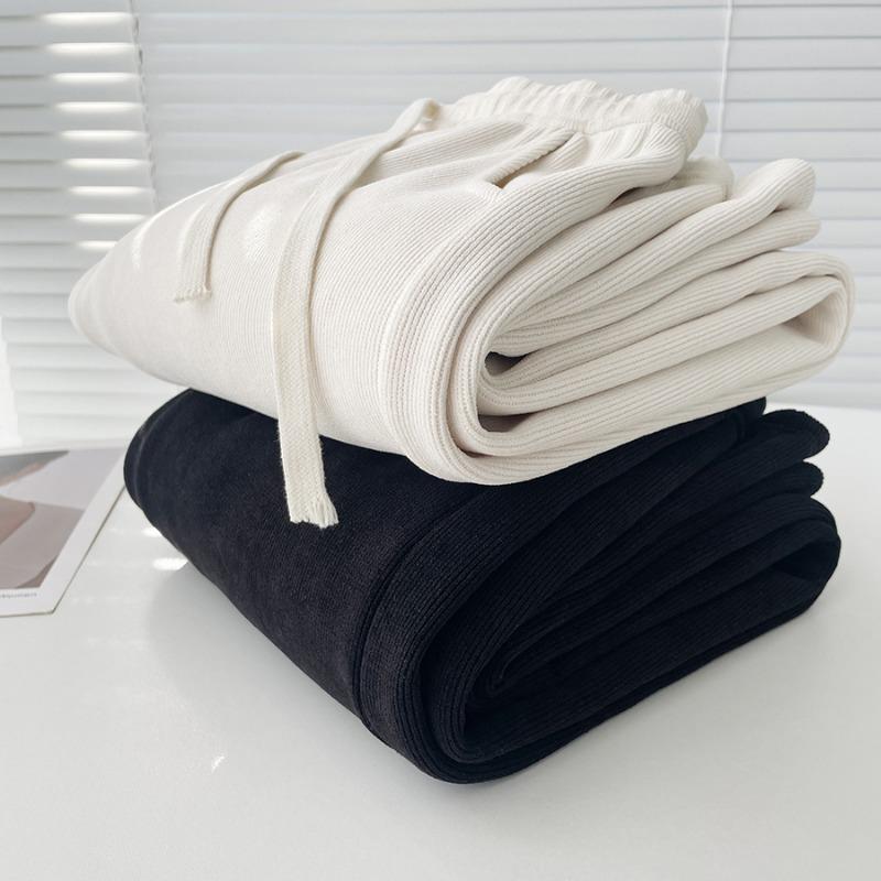 Winter Thickened Wide-leg Pants Lamb Fleece Glutinous Rice Pants New High-waisted Casual Loose Straight Pants Trousers Women