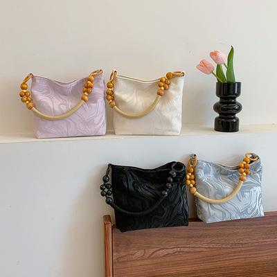 New Chinese Retro Handbag New Style Trendy High-value Niche Design Underarm Beaded Single-shoulder Bucket Bag