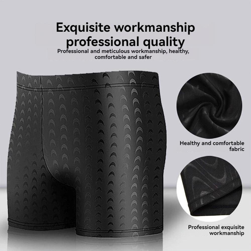 Adult Men, Summer Pure Black Plus Size, Professional Waterproof Quick-drying Bionic Fabric, Shark Skin Swimming Trunks