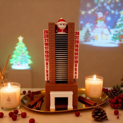 Calendário do Advento de Natal do Papai Noel 25 Dias Enfeite do Papai Noel na Lareira Calendário de Contagem Regressiva para o Natal com o Papai Noel Descendo a Escada para Decoração de Feriado