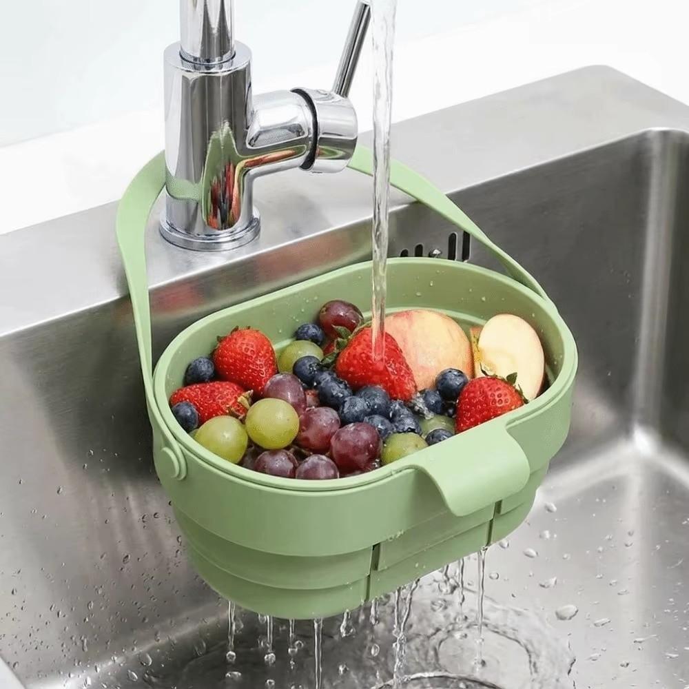 Collapsible Fruit Washing Basket Hanging Food Strainer Filter  Kitchen Supplies