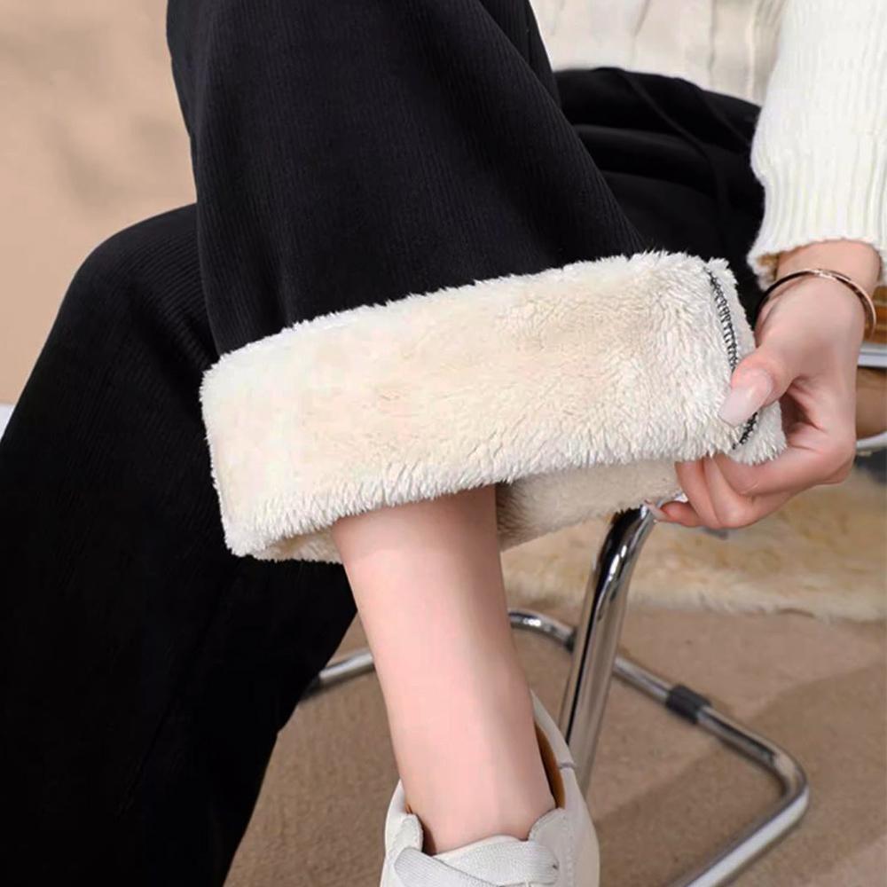 Dámské plus sametové manšestrové kalhoty ležérní sportovní kalhoty s širokými nohavicemi pro ženy korejské zimní oblečení 2024 tepláky silné kalhoty