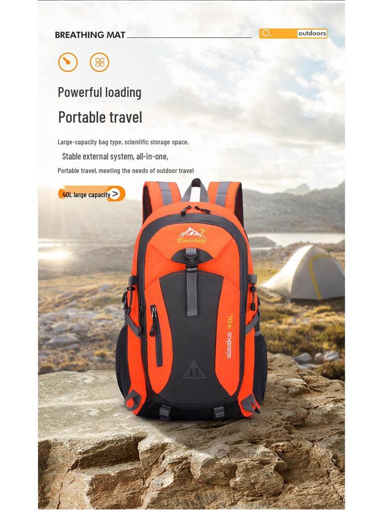 Large Capacity Unisex Outdoor Hiking Backpack with Breathable Back Pad and Dual Support for Fitness.