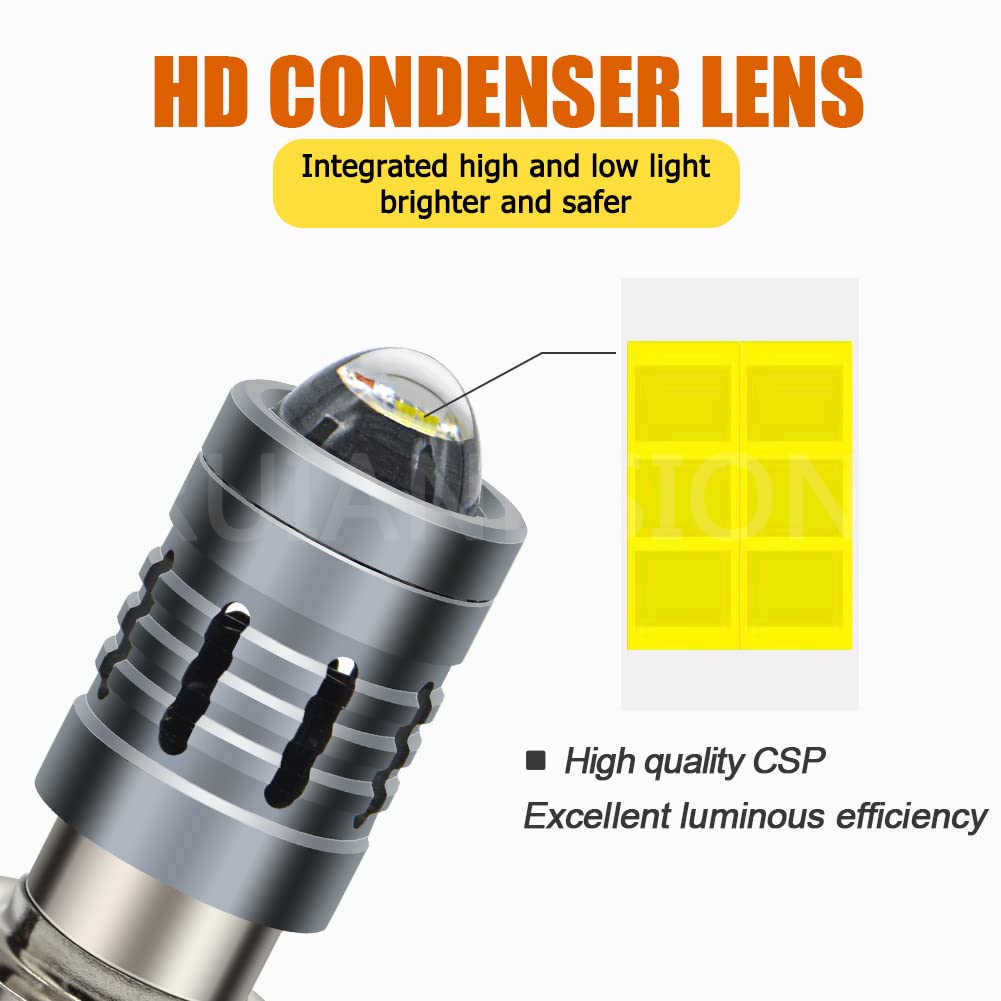 Ruiansion P15D-25-3 LED Motorcycle Headlight Bulb White AC 12-36V/DC 12-80V