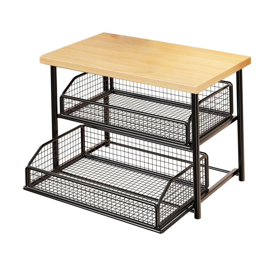 Coffee Machine Storage Shelf Countertop Organizer Space Saving Rack Pull Out Tea