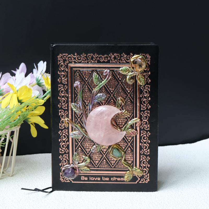 Natural High Quality Crystal  Magic Book Love Moon Crystal Decorative Notebook
