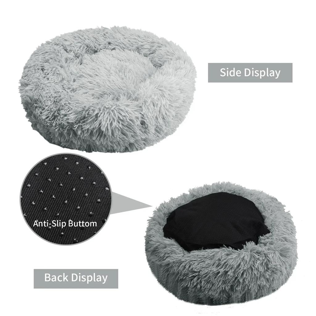 40cm Round Pet Bed for Large Dog Bed Super Soft Cat Bed Long Plush Dog House for Medium Dog House Winter Warm Sleeping Mats