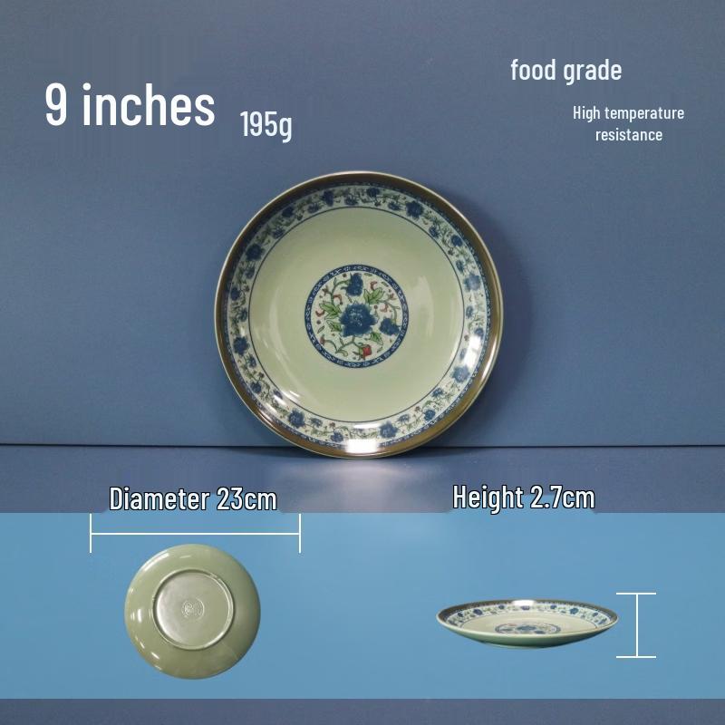 Blue and White Melamine Dinner Plate