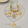 5pcs Elegant Golden-Tone Floral Jewelry Set - Vintage Style, Includes Necklace, Bracelet, Ring,and Earrings Ideal for Daily Wear