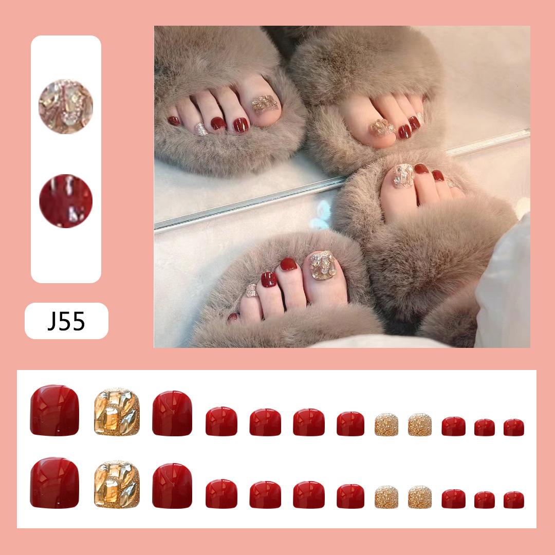

J55 Flashy Toenail Art: Wearable Whitening False Nail Patches & Removable Stickers