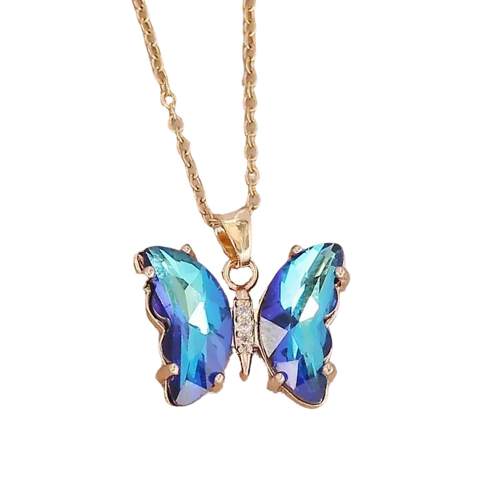 

Элегантное ожерелье с подвеской в виде бабочки, символизирующее грацию и очарование, для модных женщин на каждый день или для вечеринок синий