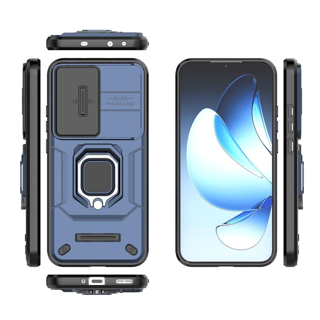 For Oppo Reno13 5G (Global) Case PC+TPU Kickstand Phone Protector with Lens Cover