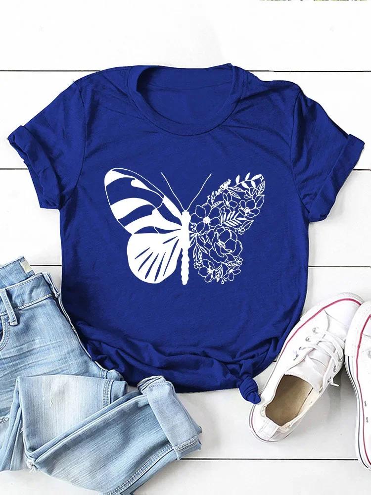 Beautiful Butterfly Print Women T Shirt Short Sleeve O Neck Loose Women Tshirt Ladies Tee Shirt Tops Camisetas Mujer