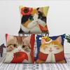 Cat Soft Pillow Case For Sofa Living Room Colorful Home Office Cartoon Decor Protective Cute Covers Kitten Without Pillow-Insert